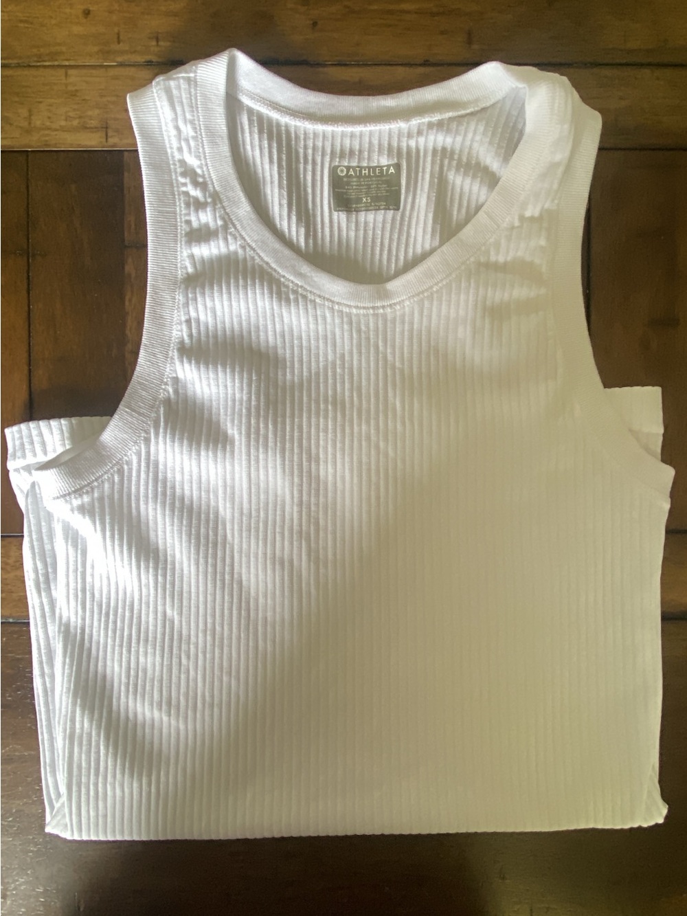 Athleta White Ribbed Muscle Tank